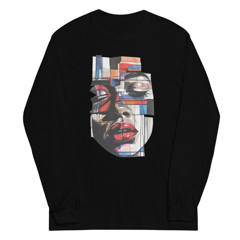 Abstract Face Art Long Sleeve Tee - Image 2