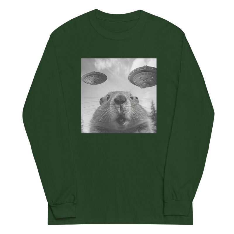 UFO Encounter Squirrel Men’s Long Sleeve Tee - Image 3