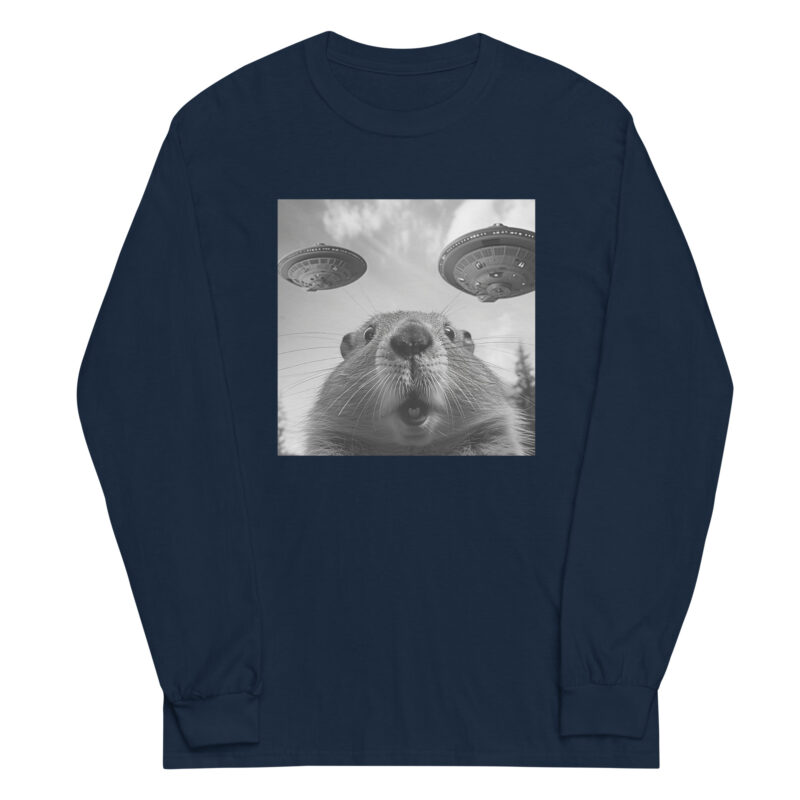 UFO Encounter Squirrel Men’s Long Sleeve Tee - Image 2