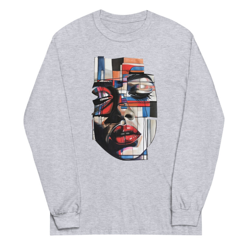 Abstract Face Art Long Sleeve Tee - Image 3