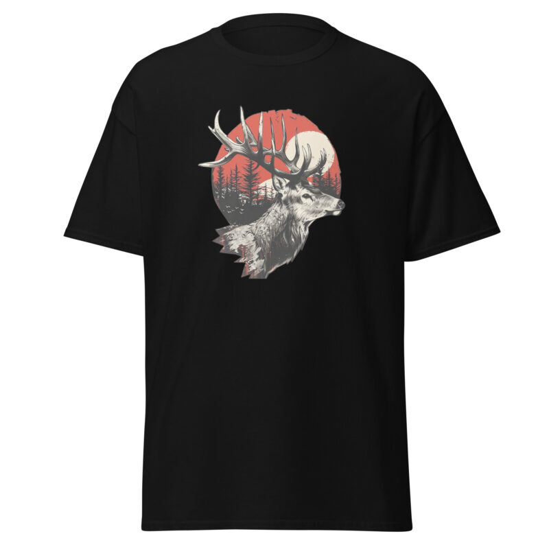 Deer and Sunset Graphic Men’s T-Shirt - Image 2