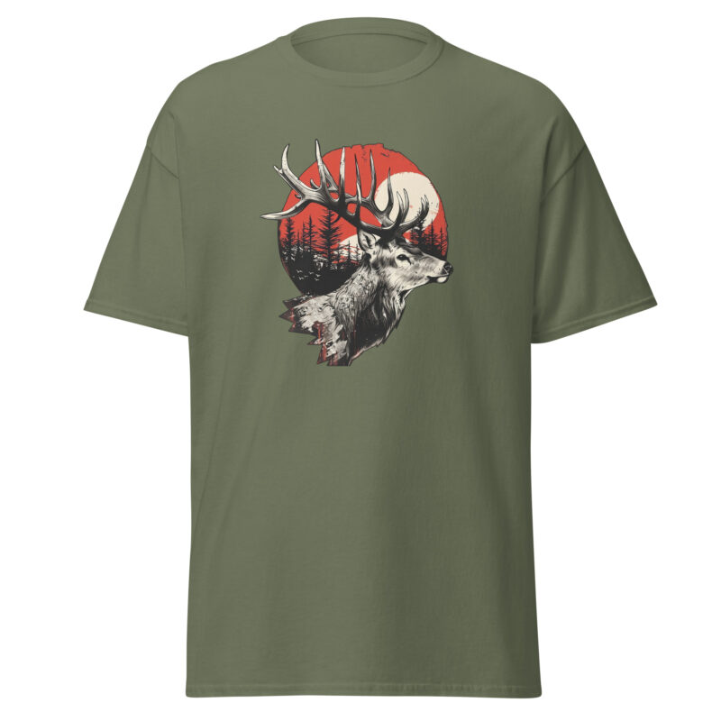 Deer and Sunset Graphic Men’s T-Shirt - Image 4